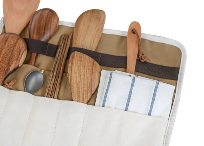 1L Portable Kitchen Kit Storage Cloth Bag Outdoor Camping Cutlery Canvas Organizer