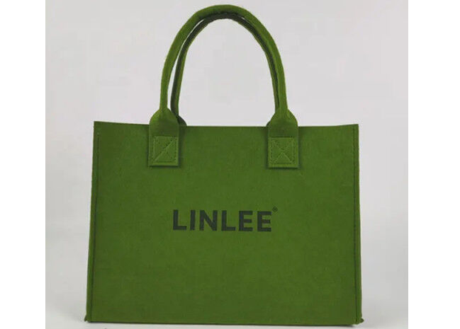 Green Felt Material Reusable And Durable Custom Tote Bags Luxury Storage Shopping Garment Bag Shopping Bags