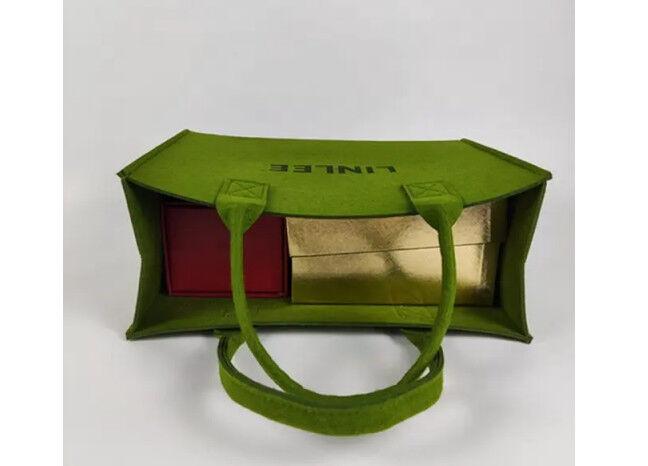 Green Felt Material Reusable And Durable Custom Tote Bags Luxury Storage Shopping Garment Bag Shopping Bags